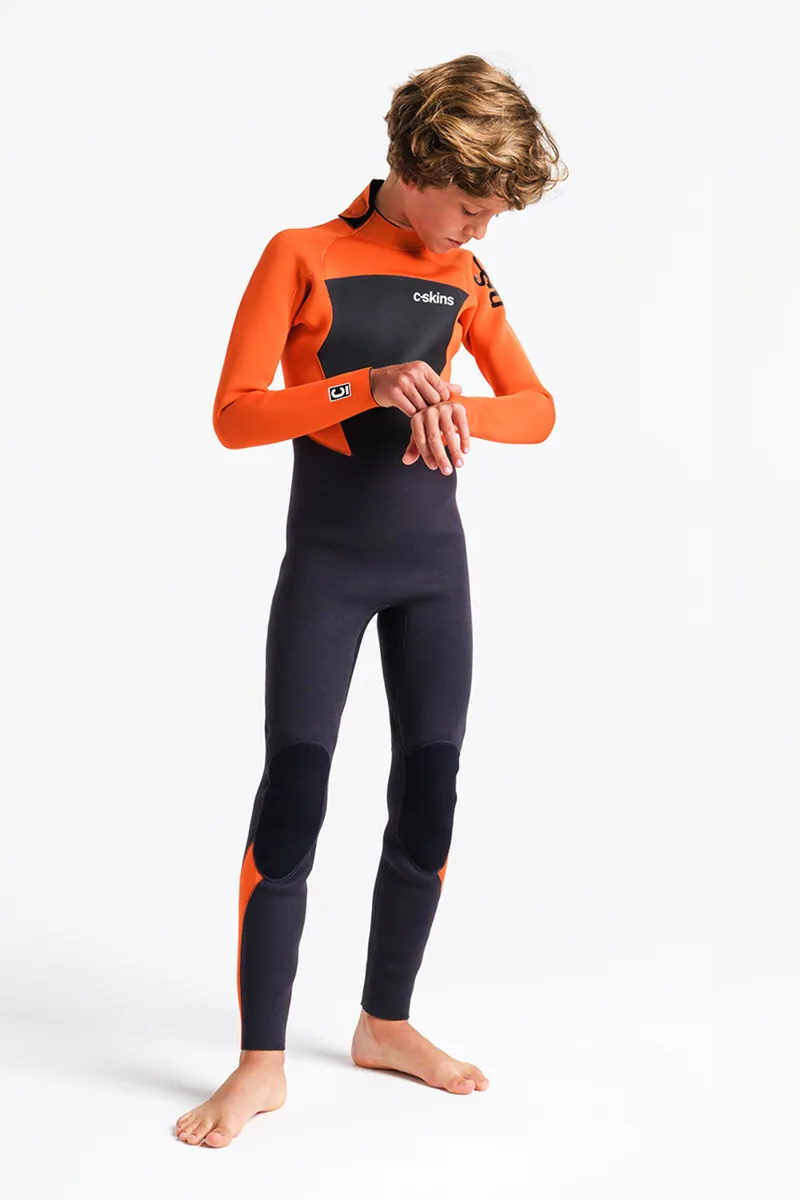 C-Skins Junior Legend 3/2 Back Zip Wetsuit Anthracite/Orange-2